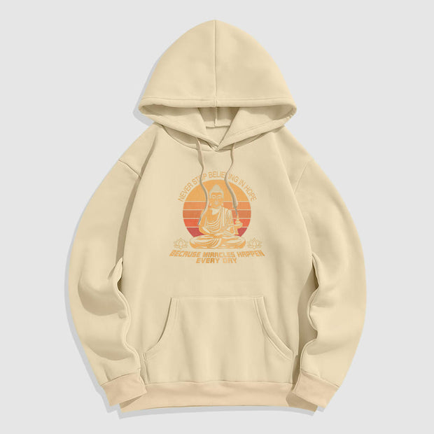 Buddha Stones Never Stop Believing In Hope Buddha Polyester Fleece Lined Hoodie