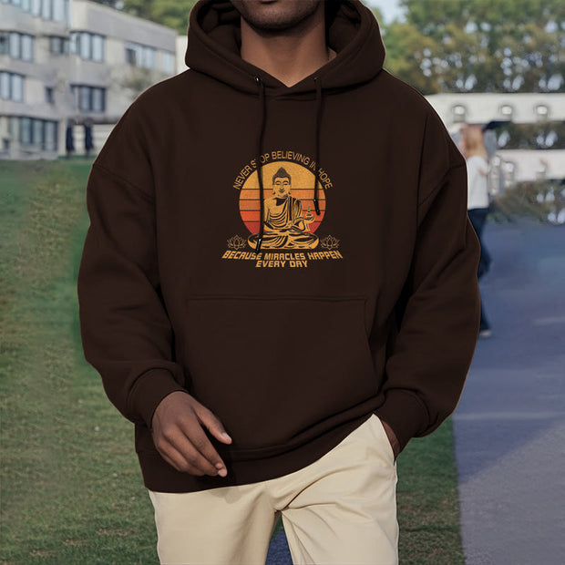 Buddha Stones Never Stop Believing In Hope Buddha Polyester Hoodie