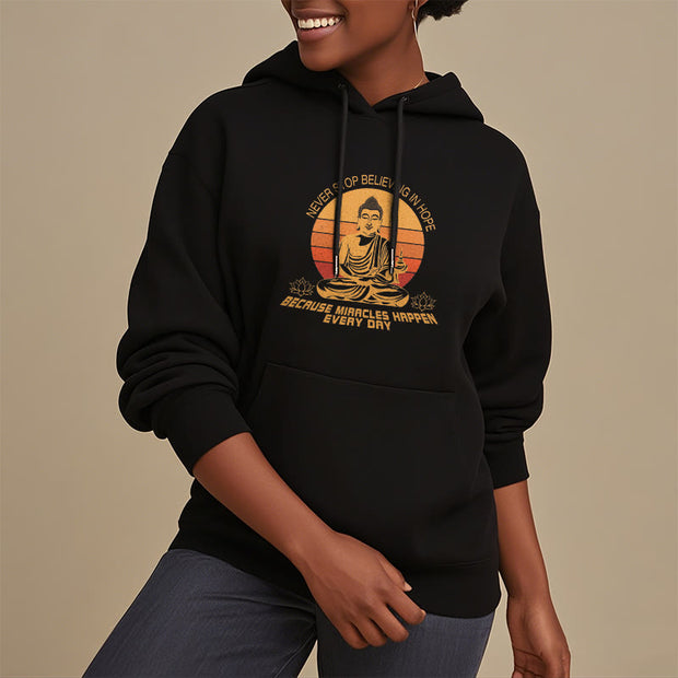 Buddha Stones Never Stop Believing In Hope Buddha Polyester Hoodie