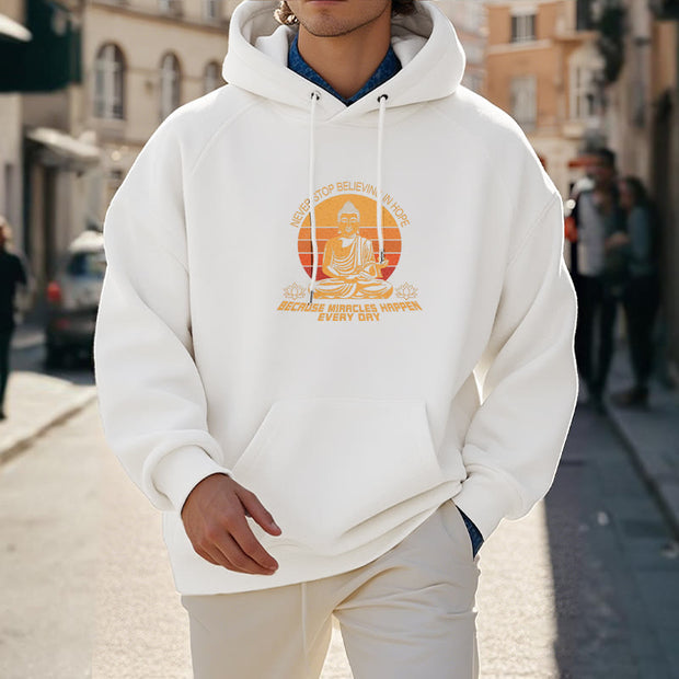 Buddha Stones Never Stop Believing In Hope Buddha Polyester Hoodie