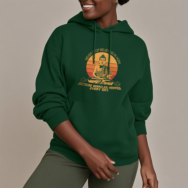 Buddha Stones Never Stop Believing In Hope Buddha Polyester Hoodie