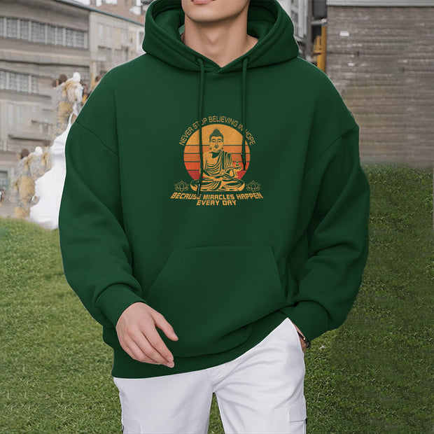 Buddha Stones Never Stop Believing In Hope Buddha Polyester Hoodie