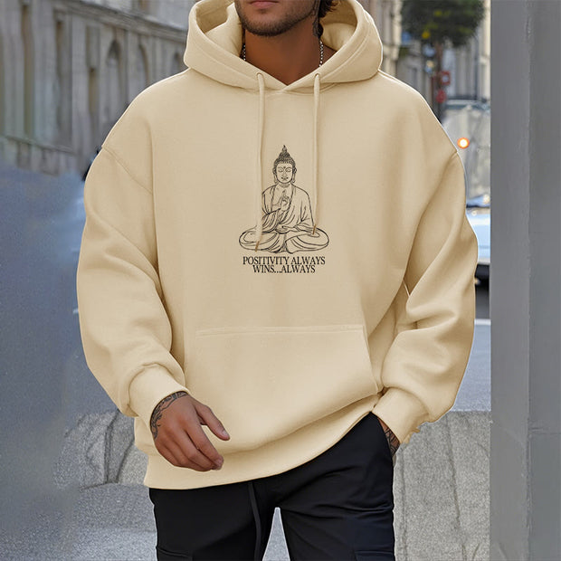 Buddha Stones Positivity Always Wins Always Buddha Polyester Fleece Lined Hoodie