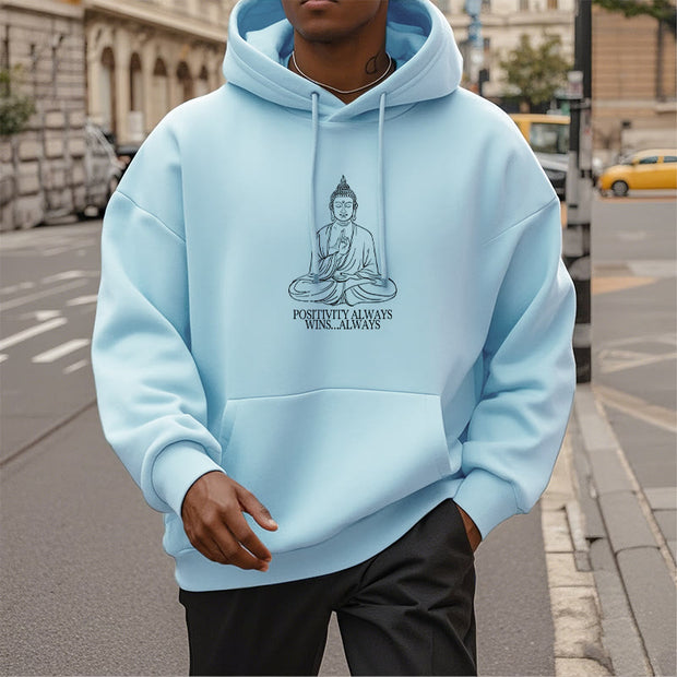 Buddha Stones Positivity Always Wins Always Buddha Polyester Fleece Lined Hoodie