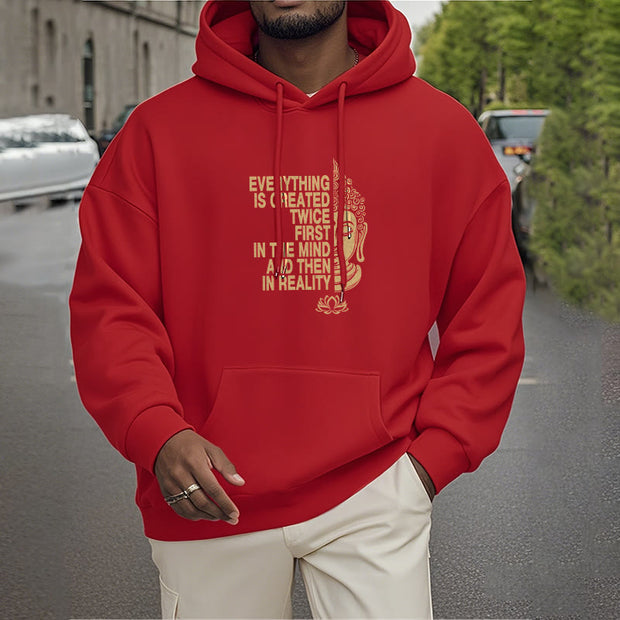 Buddha Stones Everything Is Created Twice First In The Mind And Then In Reality Buddha Polyester Fleece Lined Hoodie