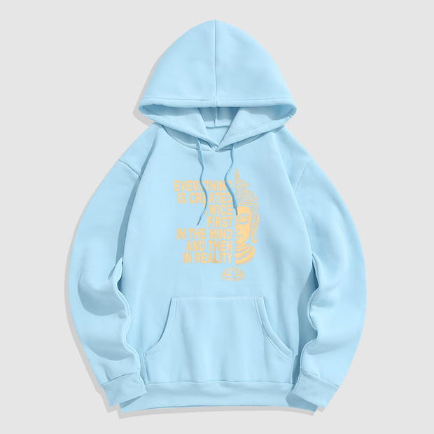 Buddha Stones Everything Is Created Twice First In The Mind And Then In Reality Buddha Polyester Hoodie