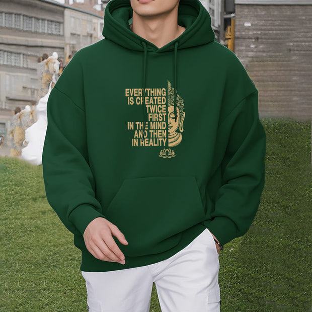 Buddha Stones Everything Is Created Twice First In The Mind And Then In Reality Buddha Polyester Hoodie