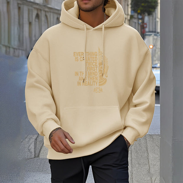 Buddha Stones Everything Is Created Twice First In The Mind And Then In Reality Buddha Polyester Hoodie