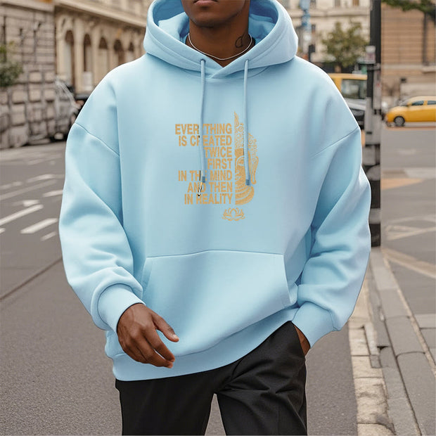 Buddha Stones Everything Is Created Twice First In The Mind And Then In Reality Buddha Polyester Hoodie