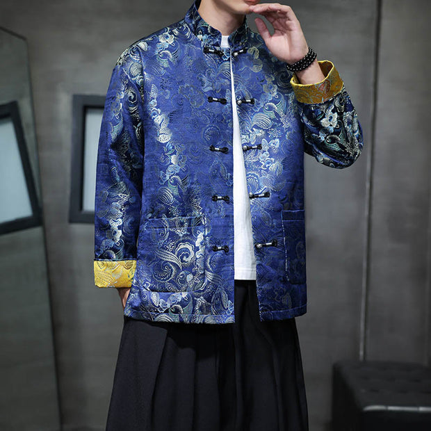 Buddha Stones Frog-Button Chinese Tang Suit Stand Collar Long Shirt Men Jacket Clothing Men's Jacket Shirt BS 27