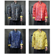 Buddha Stones Frog-Button Chinese Tang Suit Stand Collar Long Shirt Men Jacket Clothing Men's Jacket Shirt BS 4