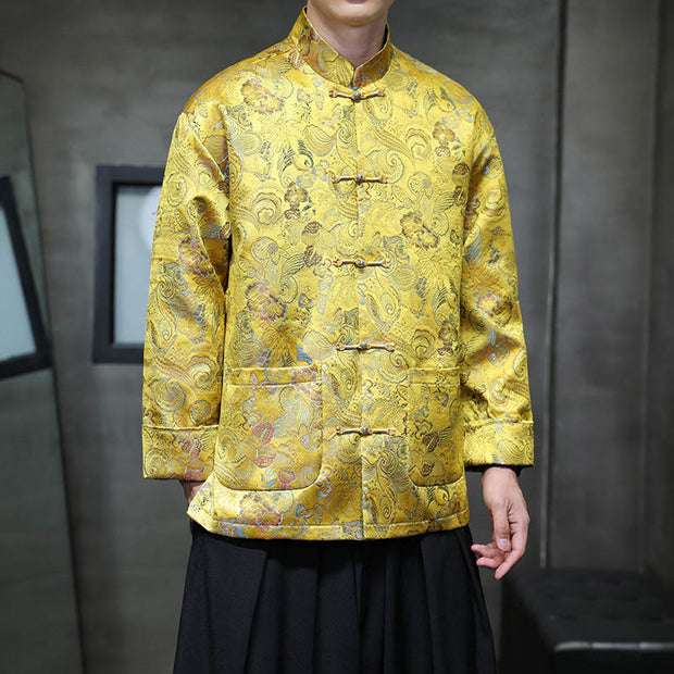 Buddha Stones Frog-Button Chinese Tang Suit Stand Collar Long Shirt Men Jacket Clothing Men's Jacket Shirt BS 18