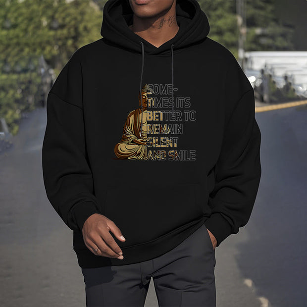 Buddha Stones Sometimes Its Better To Remain Silent And Smile Fleece Lined Polyester Hoodie