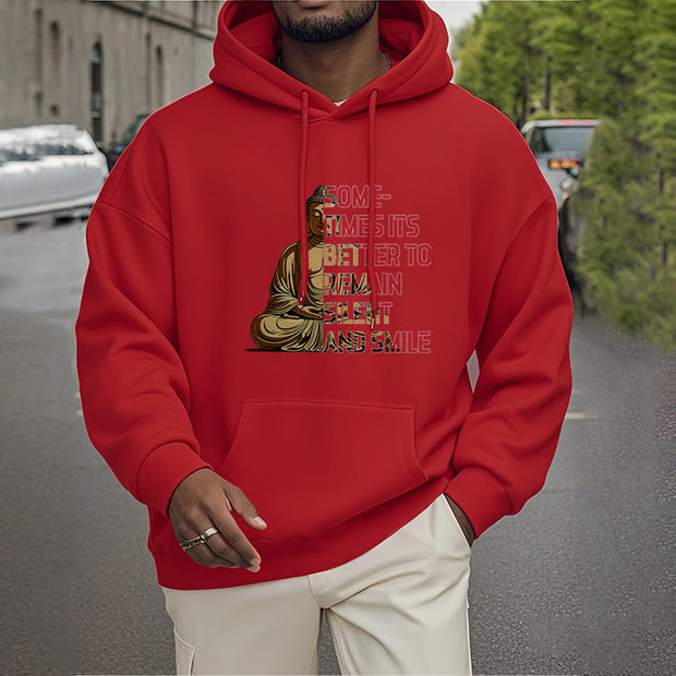 Buddha Stones Sometimes Its Better To Remain Silent And Smile Fleece Lined Polyester Hoodie