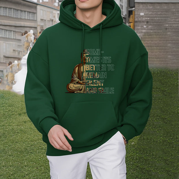 Buddha Stones Sometimes Its Better To Remain Silent And Smile Fleece Lined Polyester Hoodie