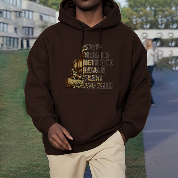 Buddha Stones Sometimes Its Better To Remain Silent And Smile Fleece Lined Polyester Hoodie