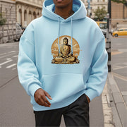 Buddha Stones Sun Auspicious Clouds Buddha Fleece Lined Polyester Hoodie