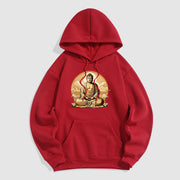 Buddha Stones Sun Auspicious Clouds Buddha Fleece Lined Polyester Hoodie