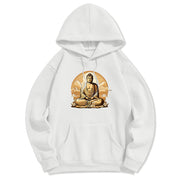 Buddha Stones Sun Auspicious Clouds Buddha Fleece Lined Polyester Hoodie