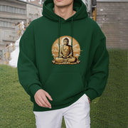 Buddha Stones Sun Auspicious Clouds Buddha Fleece Lined Polyester Hoodie