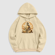 Buddha Stones Sun Auspicious Clouds Buddha Fleece Lined Polyester Hoodie