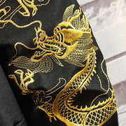 Buddha Stones Embroider Dragon Phoenix Casual Frog-button Cotton Men's Jacket Shirt Clothing Men's Jacket Shirt BS 14