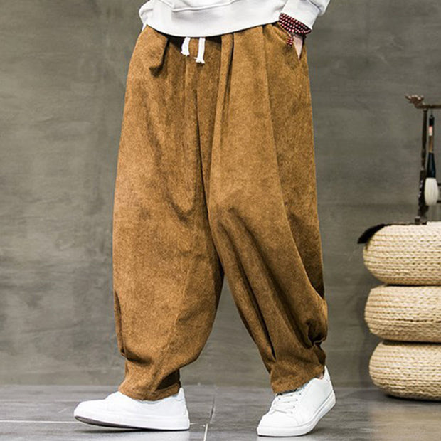 Buddha Stones Casual Plain Cotton Bloomer Men's Pants With Pockets Men's Pants BS DarkGoldenrod US/UK/AU46，EU56 (5XL)