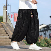 Buddha Stones Dragon Design Casual Plain Cotton Men's Pants With Pockets Men's Pants BS 10