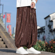 Buddha Stones Dragon Design Casual Plain Cotton Men's Pants With Pockets Men's Pants BS 5