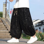 Buddha Stones Dragon Design Casual Plain Cotton Men's Pants With Pockets Men's Pants BS Black US/UK/AU46，EU56 (5XL)