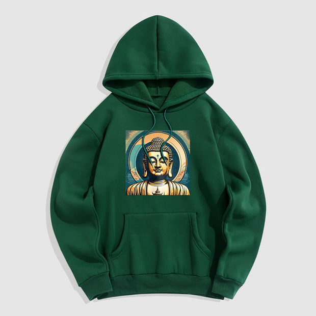 Buddha Stones Aura Golden Buddha Fleece Lined Polyester Hoodie