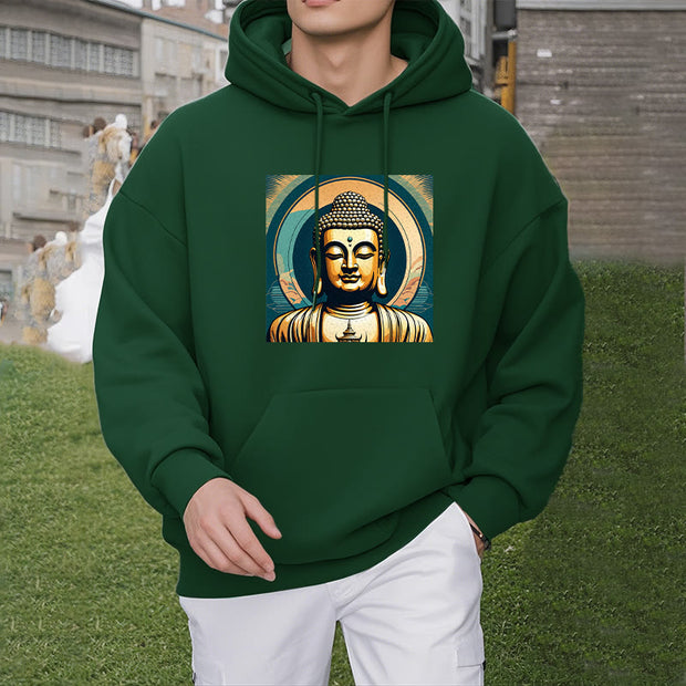 Buddha Stones Aura Golden Buddha Fleece Lined Polyester Hoodie