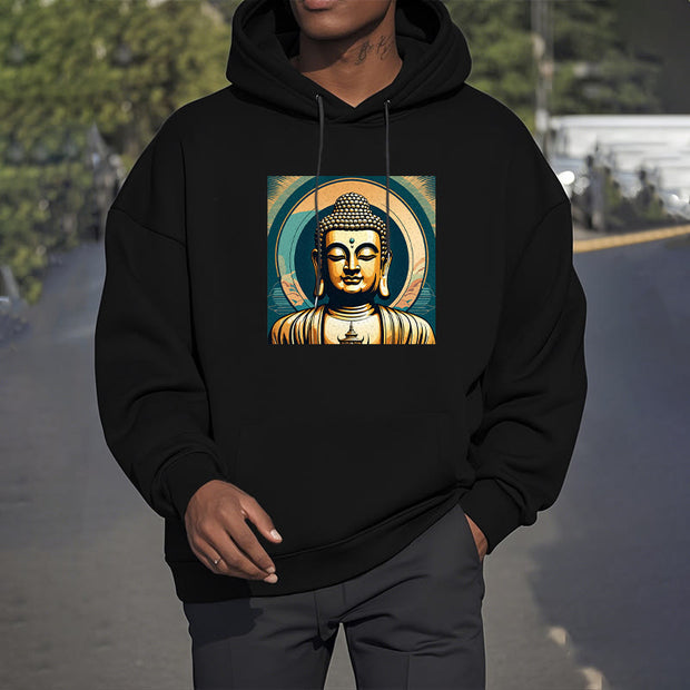 Buddha Stones Aura Golden Buddha Fleece Lined Polyester Hoodie