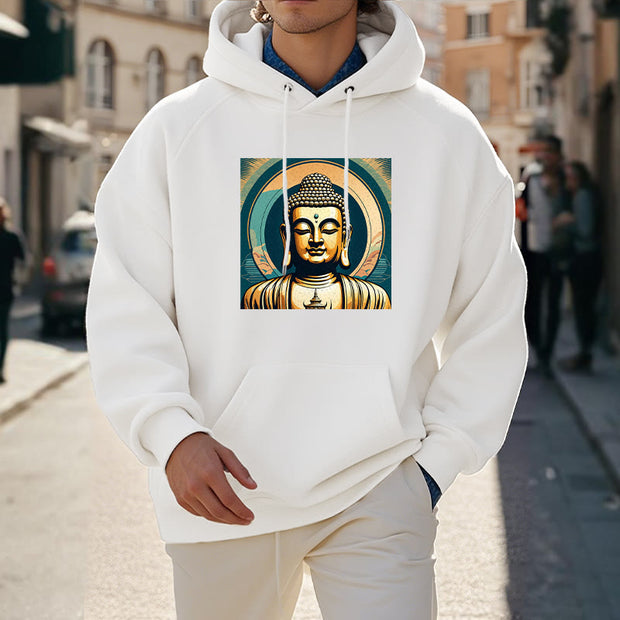 Buddha Stones Aura Golden Buddha Fleece Lined Polyester Hoodie