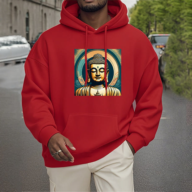 Buddha Stones Aura Golden Buddha Fleece Lined Polyester Hoodie