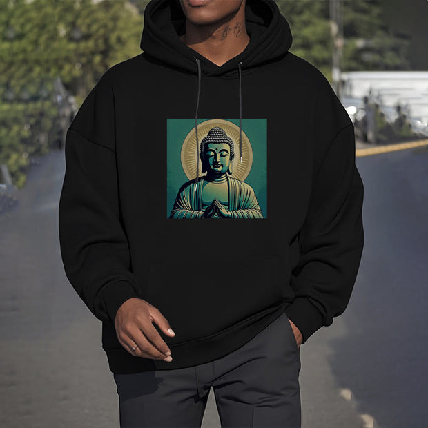 Buddha Stones Aura Green Buddha Fleece Lined Polyester Hoodie