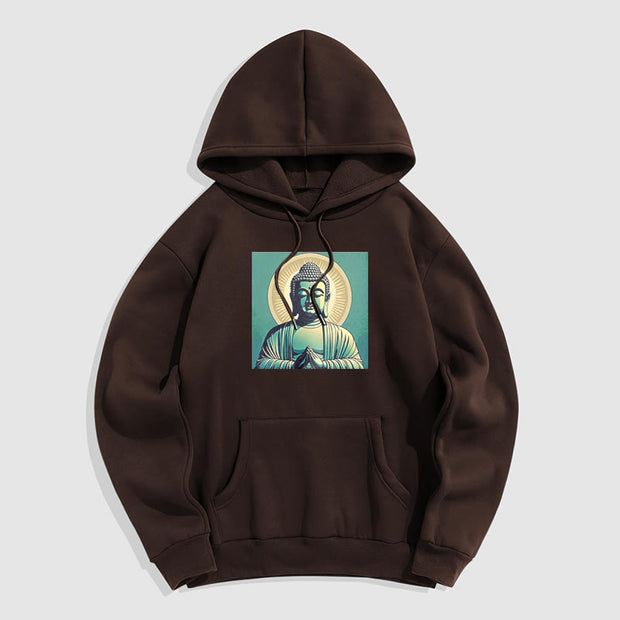 Buddha Stones Aura Green Buddha Fleece Lined Polyester Hoodie