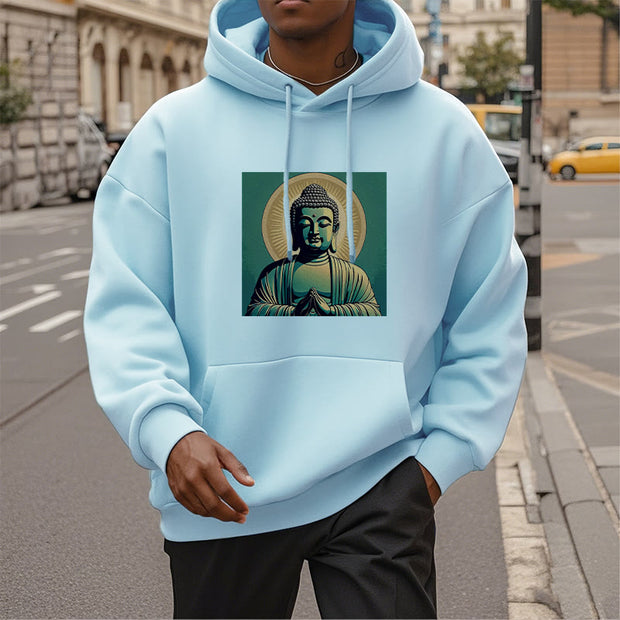 Buddha Stones Aura Green Buddha Fleece Lined Polyester Hoodie