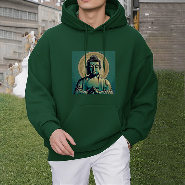 Buddha Stones Aura Green Buddha Fleece Lined Polyester Hoodie