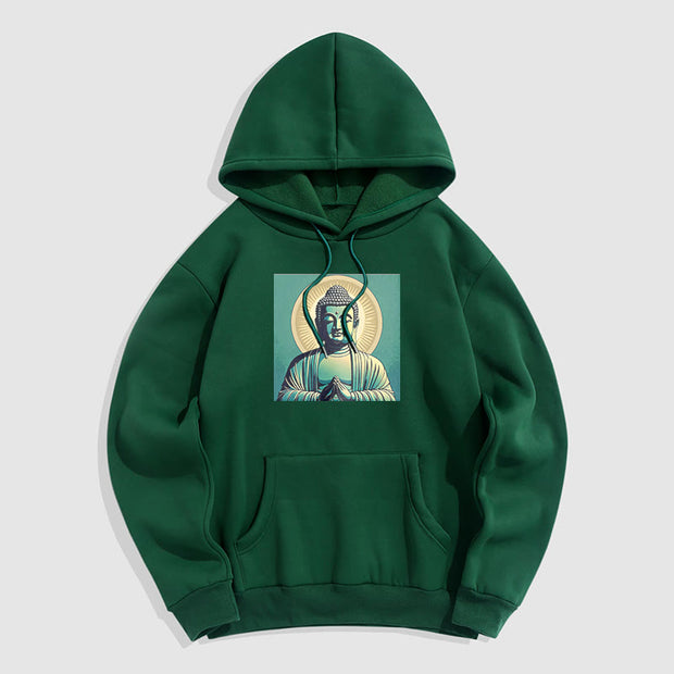 Buddha Stones Aura Green Buddha Fleece Lined Polyester Hoodie