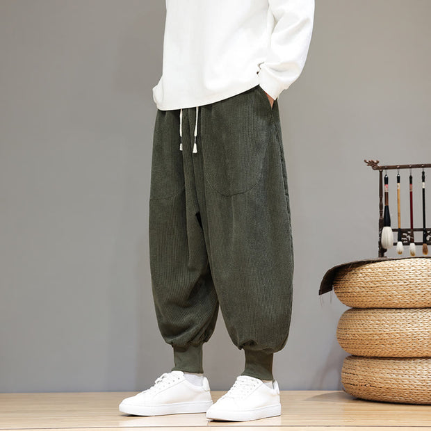 Buddha Stones Casual Plain Cotton Men's Harem Pants With Pockets Men's Harem Pants BS 17