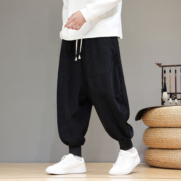 Buddha Stones Casual Plain Cotton Men's Harem Pants With Pockets Men's Harem Pants BS 8