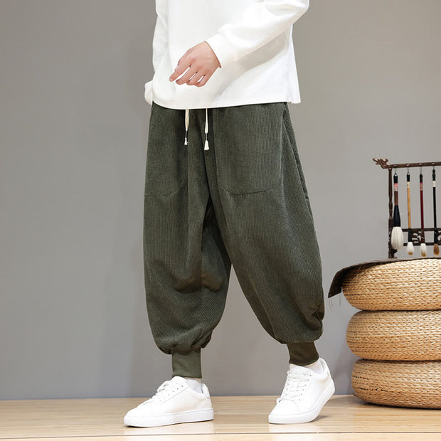 Buddha Stones Casual Plain Cotton Men's Harem Pants With Pockets Men's Harem Pants BS 18