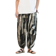 Buddha Stones Ice Silk Drop Ink Tie-dye Gradient Stripes Casual Cotton Men's Pants With Pockets Men's Pants BS 14