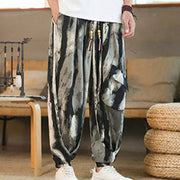 Buddha Stones Ice Silk Drop Ink Tie-dye Gradient Stripes Casual Cotton Men's Pants With Pockets Men's Pants BS 5