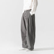 Buddha Stones Solid Color Casual Cotton Linen Men's Pants With Pockets Men's Pants BS 26