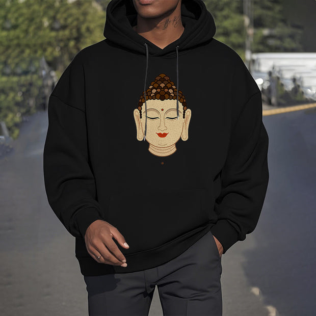 Buddha Stones Meditation Buddha Fleece Lined Polyester Hoodie