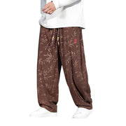 Buddha Stones Embroider Leaves Casual Cotton Men's Pants With Pockets Men's Pants BS 22