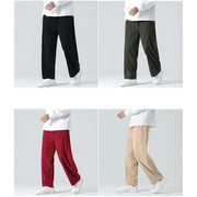 Buddha Stones Casual Solid Color Cotton Men's Wide Leg Pants With Pockets