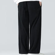 Buddha Stones Casual Solid Color Cotton Men's Wide Leg Pants With Pockets